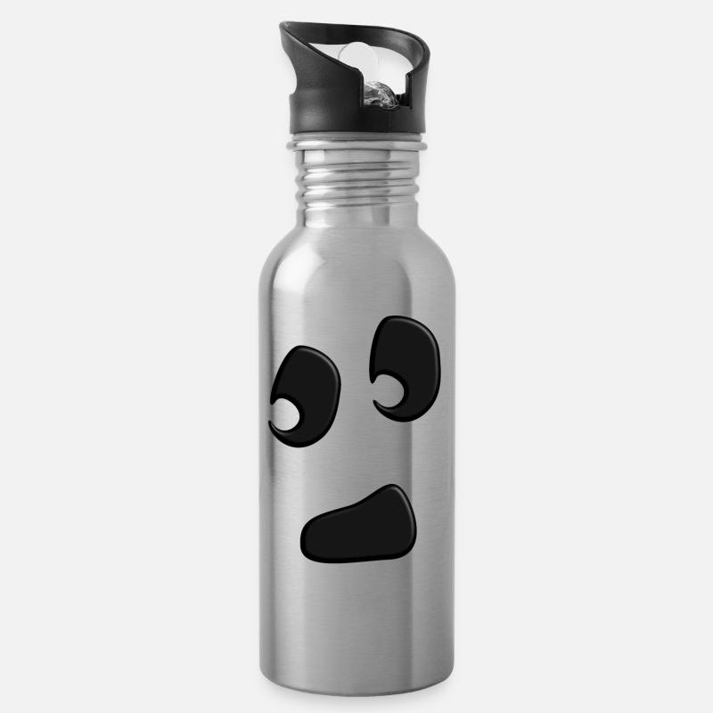Halloween Gespenst - Trinkflasche mit integriertem Trinkhalm - Lightsilver