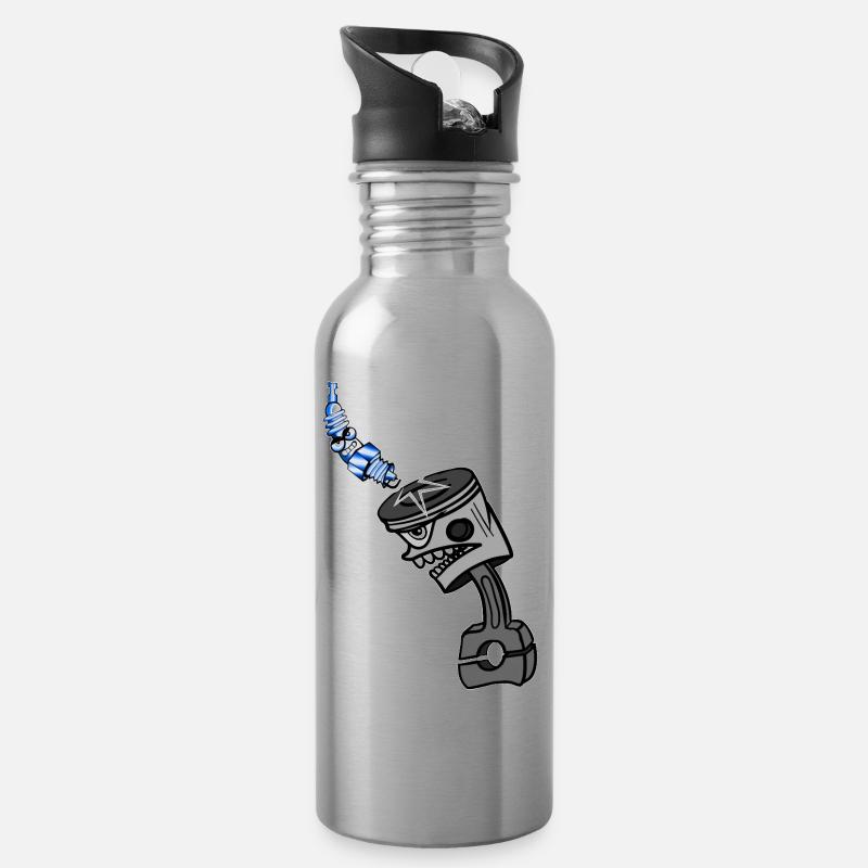 Dicke Luft im Motor - Trinkflasche mit integriertem Trinkhalm - Lightsilver