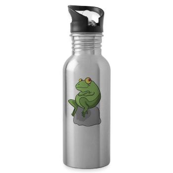 Frog T-Shirt - Water bottle with straw - silver - Right