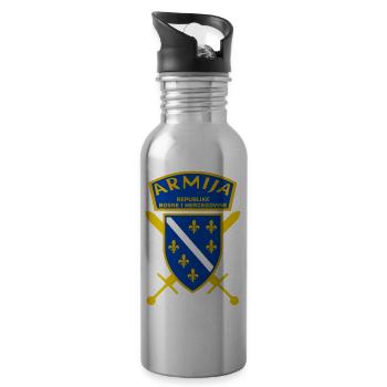 Bosna i Hercegovina Army LOGO - Water bottle with straw - silver - Right