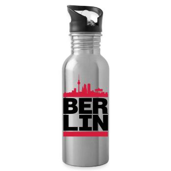 Berlin City - Trinkflasche mit integriertem Trinkhalm - Lightsilver - Rechts
