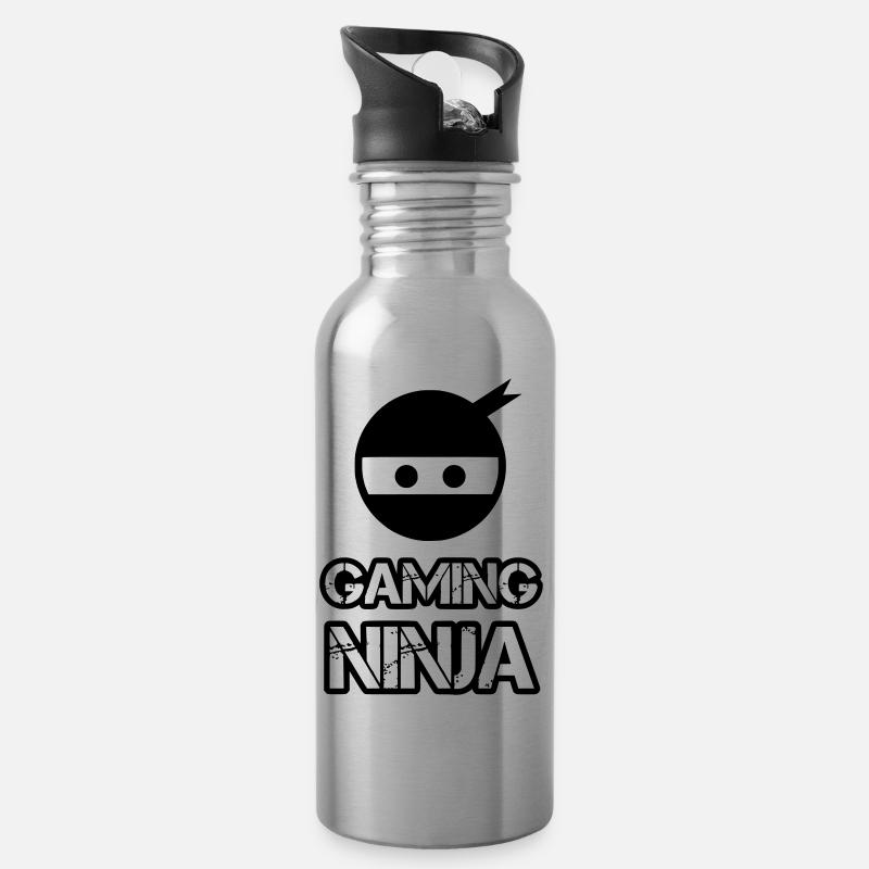 GAMING NINJA - Trinkflasche mit integriertem Trinkhalm - Lightsilver