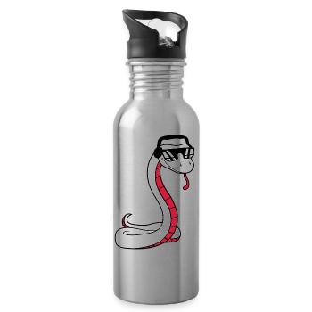 DJ cool music party celebrate sunglasses headphone - Water bottle with straw - silver - Right