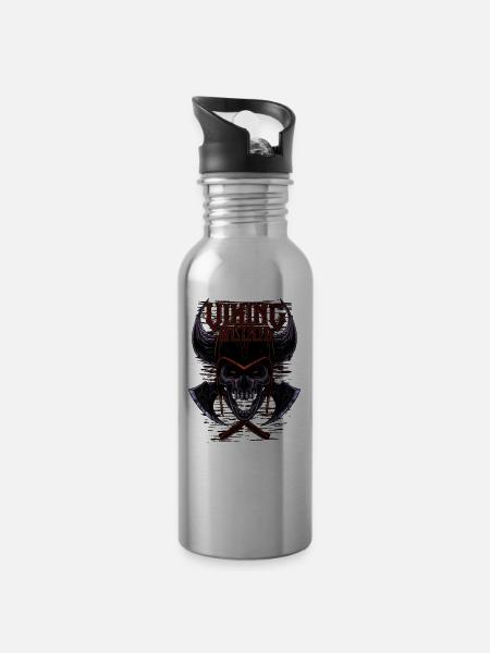 Wikinger Blut Geschenk - Trinkflasche mit integriertem Trinkhalm - Lightsilver