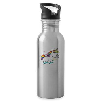 Ew People Unicorn - Water bottle with straw - silver - Right