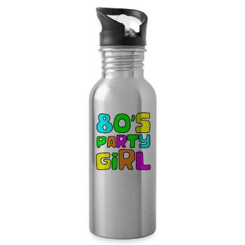 80's Party Girl - Water bottle with straw - silver - Right