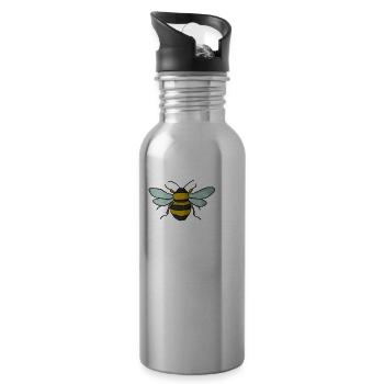 Bee Happy Biene Insekt Imker Binchen Honig Flügel - Trinkflasche mit integriertem Trinkhalm - Lightsilver - Rechts