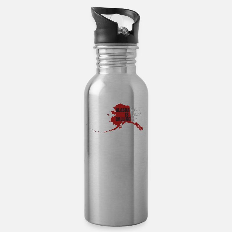 Alaska Is Calling - Water bottle with straw - silver