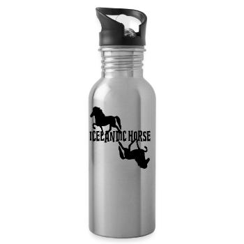 Icelandic Horse: Islandpferd Pferd Pony Merch - Trinkflasche mit integriertem Trinkhalm - Lightsilver - Rechts
