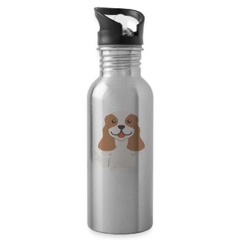 Cavalier King Charles Spaniel Gift Idea - Water bottle with straw - silver - Right