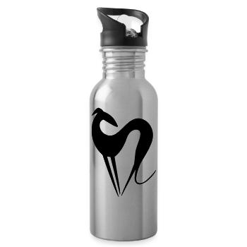 Windhund - Trinkflasche mit integriertem Trinkhalm - Lightsilver - Rechts