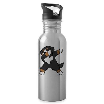 Bernstein Sennenhund tupfen - Trinkflasche mit integriertem Trinkhalm - Lightsilver - Rechts