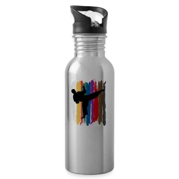 Taekwondo Belts Silhouette - Water bottle with straw - silver - Right
