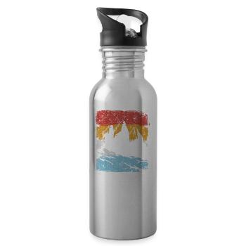 Vintage Dolomiten Geschenk - Trinkflasche mit integriertem Trinkhalm - Lightsilver - Rechts