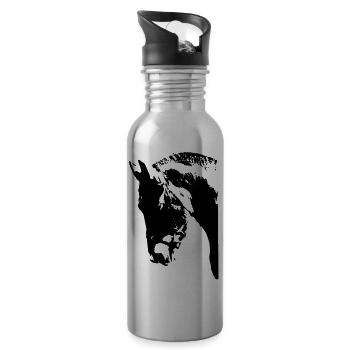 Pferd - Trinkflasche mit integriertem Trinkhalm - Lightsilver - Rechts