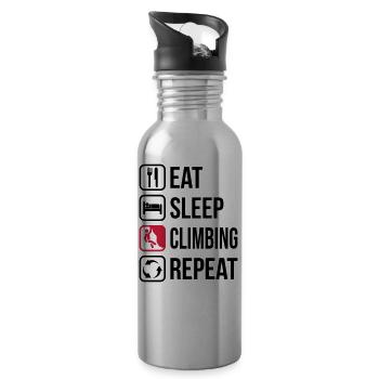 Eat Sleep Climbing Repeat - Water bottle with straw - silver - Right