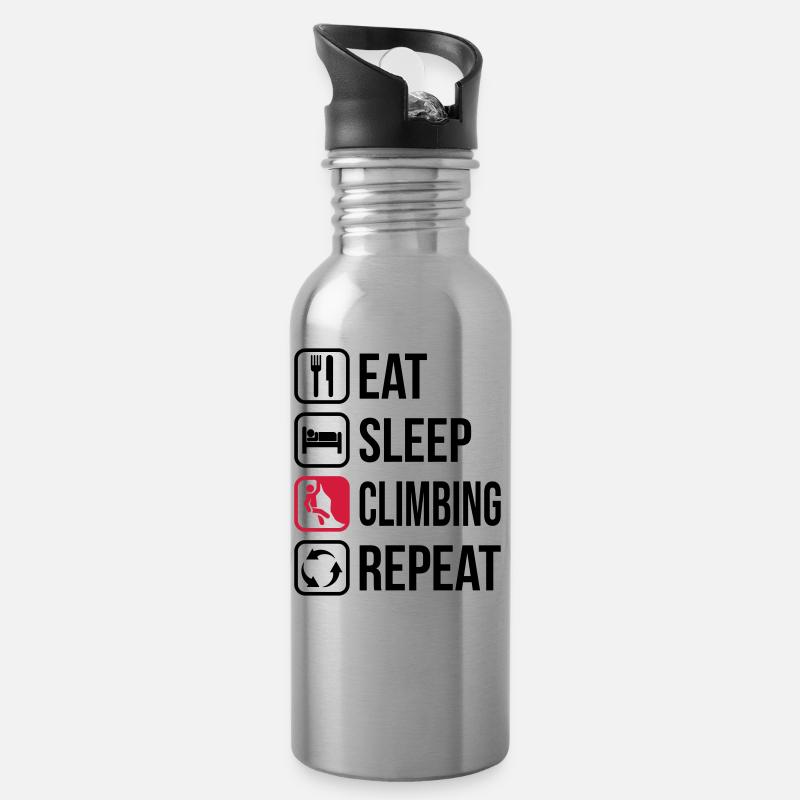 Eat Sleep Climbing Repeat - Trinkflasche mit integriertem Trinkhalm - Lightsilver