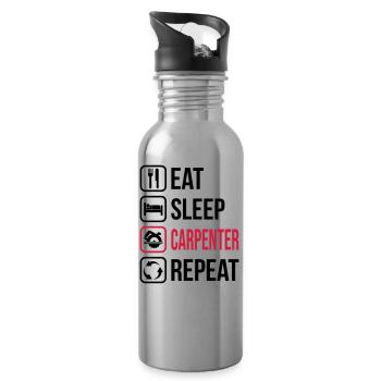Eat Sleep Carpenter Repeat - Water bottle with straw - silver - Right