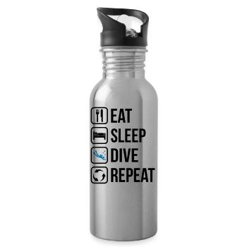 Eat Sleep Dive Repeat - Water bottle with straw - silver - Right