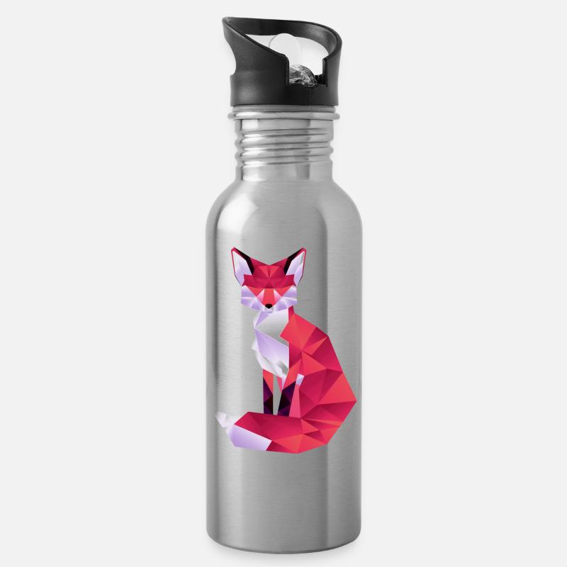 Fuchs Rot - Trinkflasche mit integriertem Trinkhalm - Lightsilver