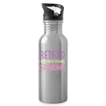 I'm Not Retired - Water bottle with straw - silver - Right