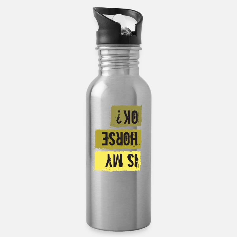 Ist mein Pferd OK - Trinkflasche mit integriertem Trinkhalm - Lightsilver