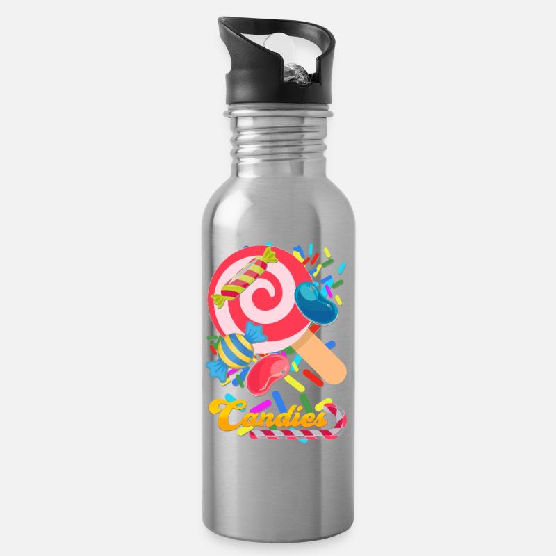 Candies - Water bottle with straw - silver