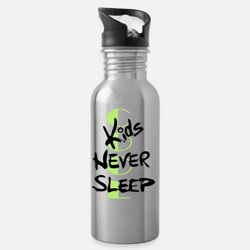 cool kids never sleep - Water bottle with straw - silver