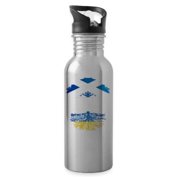 Scottish Grown With Ukrainian Roots - Water bottle with straw - silver - Right