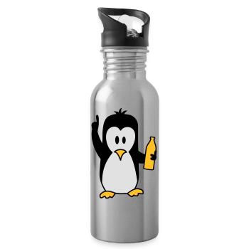 Ivre beuverie bière pingouin - Gourde avec paille intégrée - argent clair - Droite