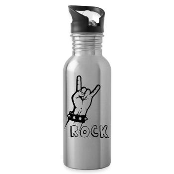 ROCK HAND - Water bottle with straw - silver - Right