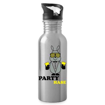 party_hase - Trinkflasche mit integriertem Trinkhalm - Lightsilver - Rechts