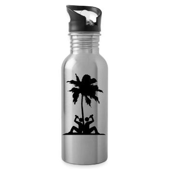 Mallorca Party Crew Palmen Design - Trinkflasche mit integriertem Trinkhalm - Lightsilver - Rechts