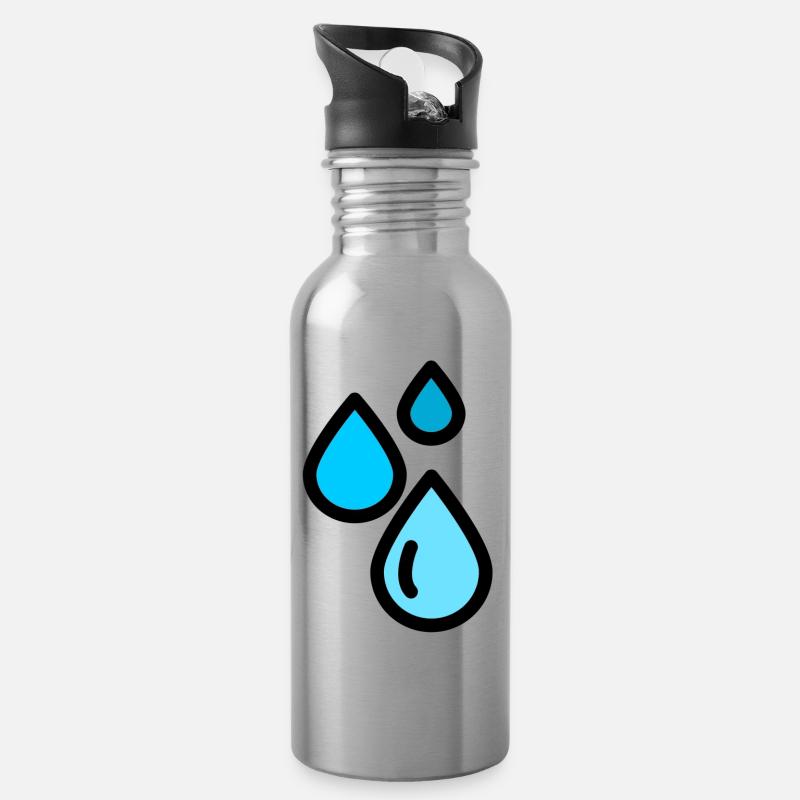 Gouttes d'eau - Gourde avec paille intégrée - argent clair