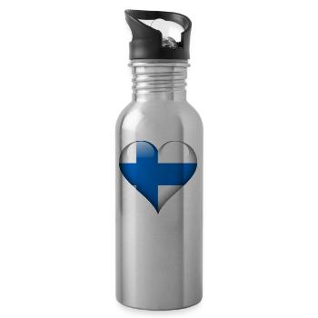 Heart Finland - Water bottle with straw - silver - Right