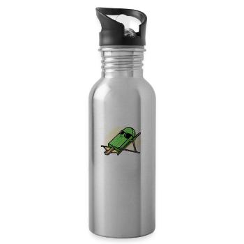popsicle sun bathing gift - Water bottle with straw - silver - Right