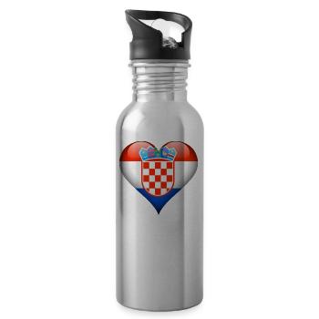 Heart Croatia - Water bottle with straw - silver - Right