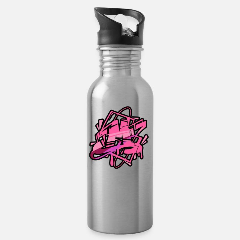 M - Trinkflasche mit integriertem Trinkhalm - Lightsilver