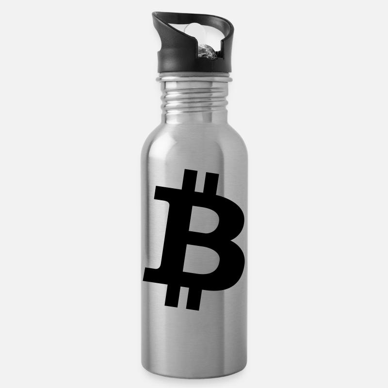 bitcoin Ƀ sign BTC - Trinkflasche mit integriertem Trinkhalm - Lightsilver