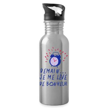 ciation demain leve bonheur reveil sonne - Gourde avec paille intégrée - argent clair - Droite