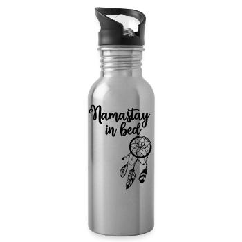 Namaste Namastay Bett Faul Schlafen Müde Sonntag - Trinkflasche mit integriertem Trinkhalm - Lightsilver - Rechts