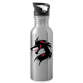 ❤️👄🐉Dragon en caractère chinois-Dragon d'amour- 龍 - Gourde avec paille intégrée - argent clair - Droite