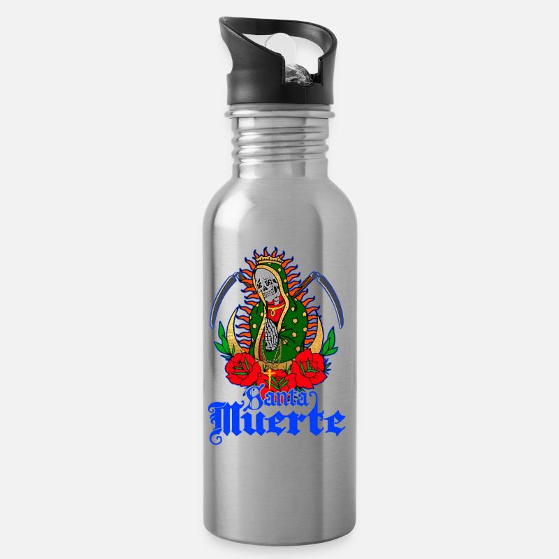 Santa Muerte; Heilige; Mexiko; - Trinkflasche mit integriertem Trinkhalm - Lightsilver