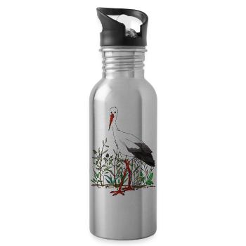 Storch - Trinkflasche mit integriertem Trinkhalm - Lightsilver - Rechts