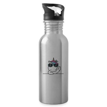 Grosse Schwester - Trinkflasche mit integriertem Trinkhalm - Lightsilver - Rechts