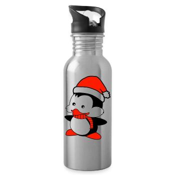 pingouin aime Noël - Gourde avec paille intégrée - argent clair - Droite