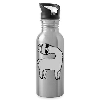 Lama a l’air tordu - Gourde avec paille intégrée - argent clair - Droite