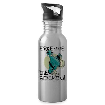 Vogel Vogelfutter Erkenne die Zeichen Spruch cool - Trinkflasche mit integriertem Trinkhalm - Lightsilver - Rechts