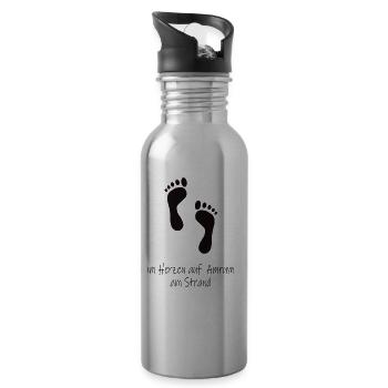Im Herzen auf Amrum - Trinkflasche mit integriertem Trinkhalm - Lightsilver - Rechts
