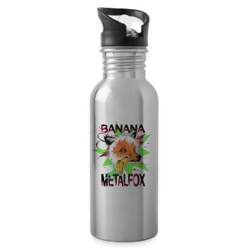 Banana Metalfox Logo - Water bottle with straw - silver - Right